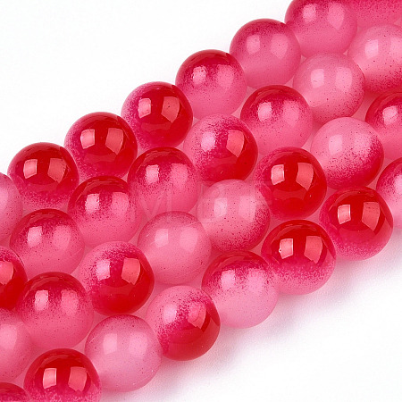 Baking Paint Imitation Jade Glass Round Bead Strands DGLA-N003-10mm-06-1