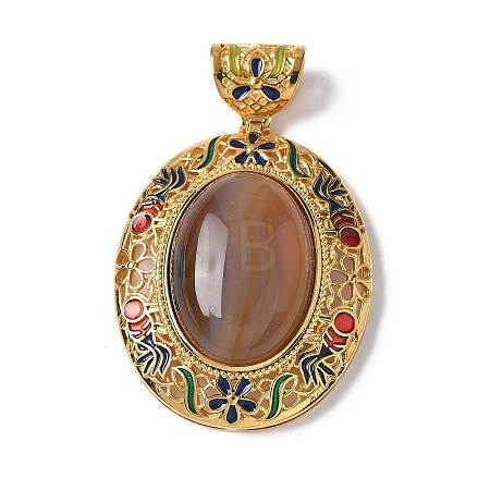 Natural Agate Oval Pendants KK-K399-18B-04-1