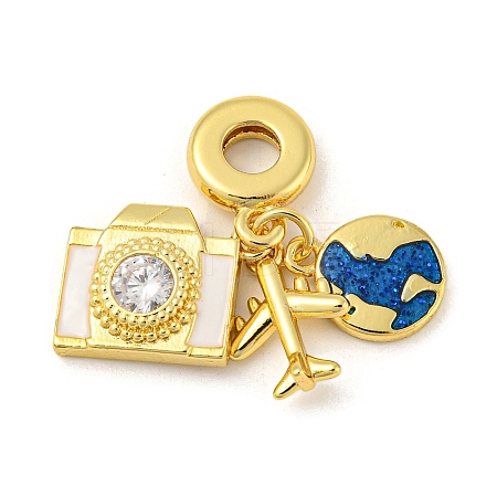 Rack Plating Brass Enamel European Dangle Charms KK-R153-13G-1