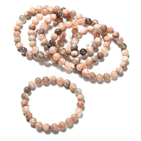 Natural Sunstone Stretch Bracelets BJEW-E373-8mm-12-1
