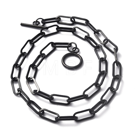 304 Stainless Steel Paperclip Chain Necklaces NJEW-O124-01EB-1