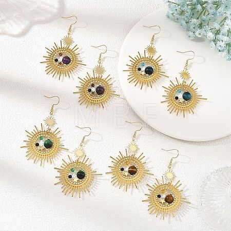 Brass Glass Dangle Earrings EJEW-MZ00802-1