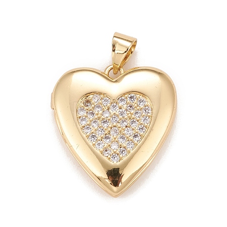 Brass Micro Pave Cubic Zirconia Locket Pendants X-KK-A161-47G-1
