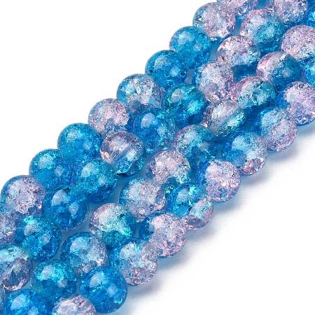 Spray Painted Crackle Glass Beads Strands CCG-Q001-10mm-19-1