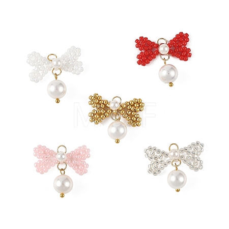 Glass Seed Bead Pendants PALLOY-MZ01383-1