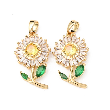 Brass Micro Pave Cubic Zirconia Pendants KK-F917-07G-1