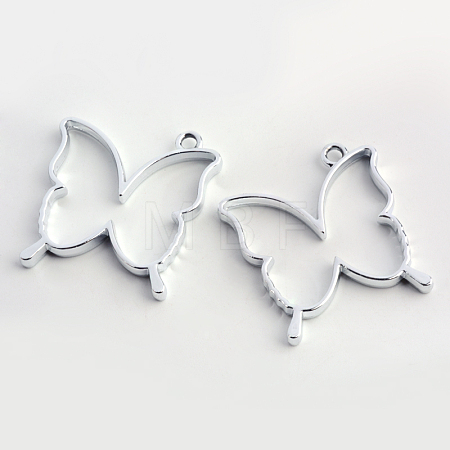 Rack Plating Alloy Butterfly Open Back Bezel Pendants X-PALLOY-S047-34D-FF-1