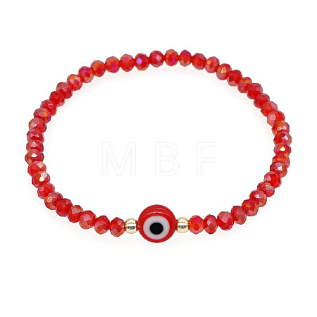 Glass & Brass Beads Stretch Bracelets IC9410-3-1