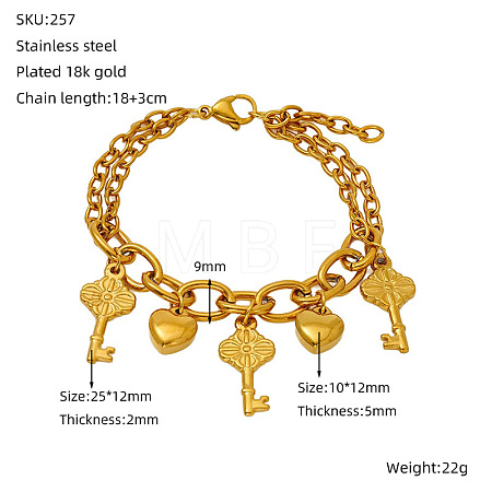 Valentine's Day 304 Stainless Steel Charm Bracelets FS-WGE53E0-05-1