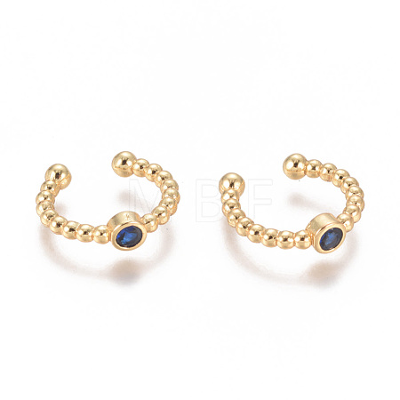 Golden Plated Brass Micro Pave Cubic Zirconia Cuff Earrings EJEW-L244-05A-1