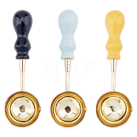 Beech Handle Wax Sealing Stamp Melting Brass Spoon TOOL-CP0001-11-1