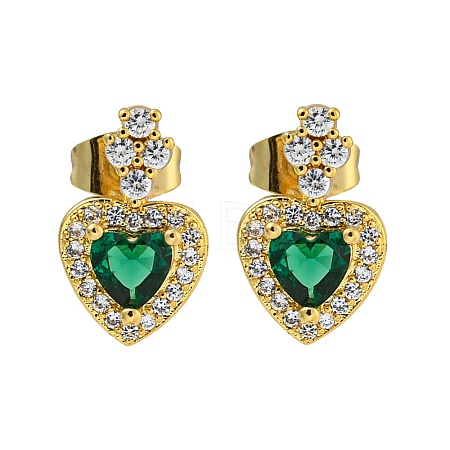 Brass Pave Cubic Zirconia Stud Earrings EJEW-N054-50A-G-1