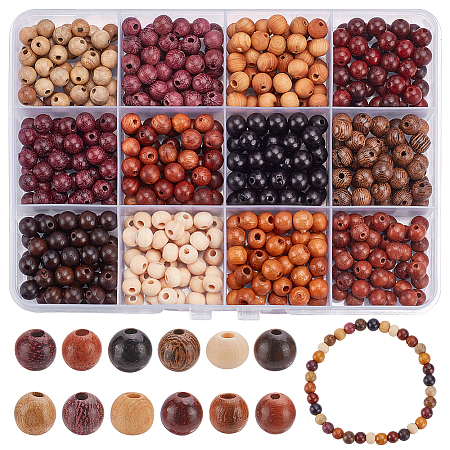 540Pcs 12 Colors Natural Unfinished Wood Beads WOOD-WR0001-16-1