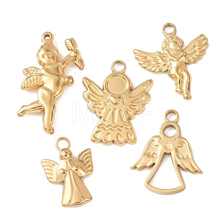 5Pcs 304 Stainless Steel Pendants STAS-P432-08G-1