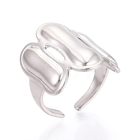 Adjustable 304 Stainless Steel Cuff Rings for Women RJEW-N052-10P-1