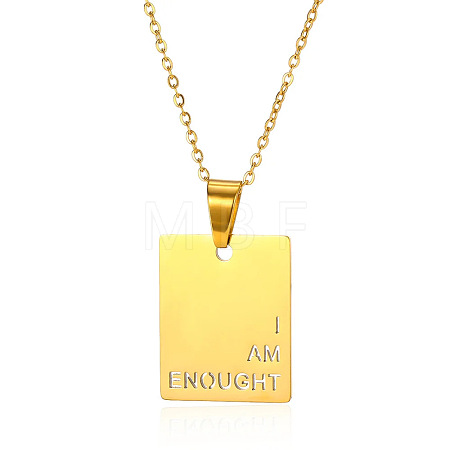304 Stainless Steel Inspirational I AM ENOUGHT Dog Tag Pendant Necklaces for Women WG6E5CF-03-1