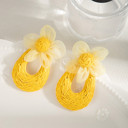 Rattan & Gauze Stud Earrings WG2B7E1-04-1