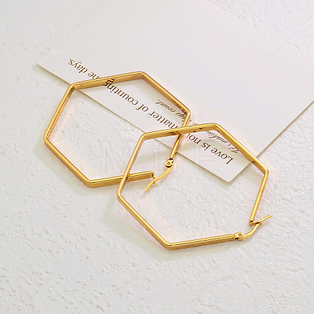 Stainless Steel Hexagon Hoop Earrings EQ3047-7-1