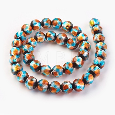 Handmade Silver Foil Glass Lampwork Beads LAMP-P051-G03-10mm-1