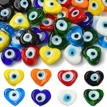 40Pcs 8 Colors Handmade Evil Eye Lampwork Beads Strands LAMP-YW0004-27-1