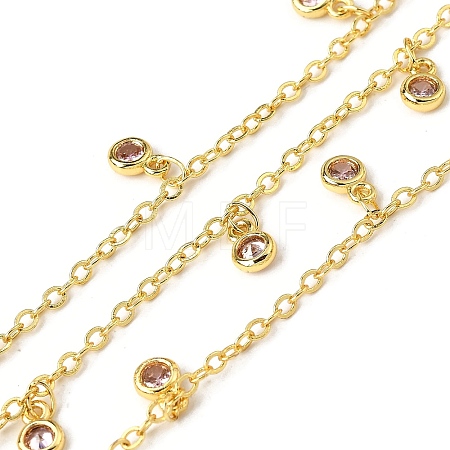 Brass Cubic Zirconia Cable Chains CHC-H112-02G-03-1