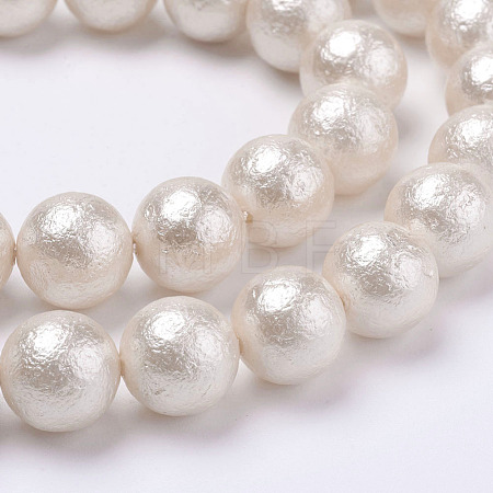 Wrinkle Textured Shell Pearl Beads Strands X-BSHE-F013-02-6mm-1