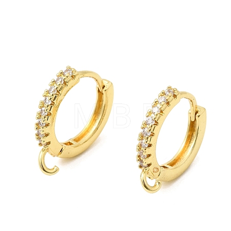 Brass Micro Pave Clear Cubic Zirconia Hoop Earring Findings KK-Z154-04G-1