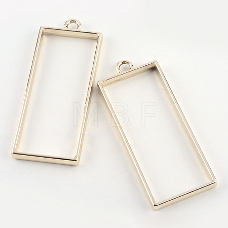 Rack Plating Alloy Rectangle Open Back Bezel Pendants X-PALLOY-S047-11E-FF-1