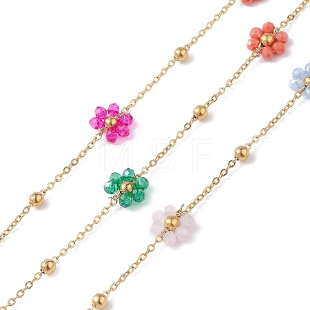 Flower Glass Beaded Chains CHS-P016-42G-1