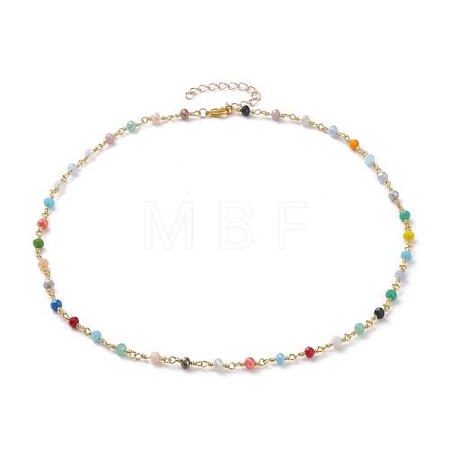 Glass Beaded Necklaces NJEW-JN03234-1