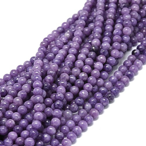 Natural Lepidolite/Purple Mica Stone Beads Strands G-O201A-05A-1