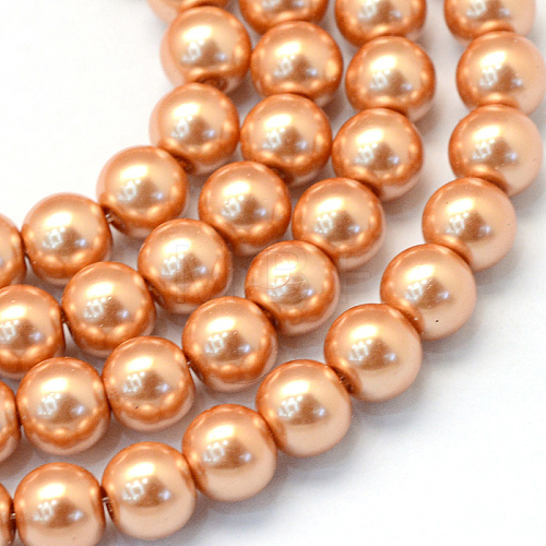 Baking Painted Pearlized Glass Pearl Round Bead Strands HY-Q330-8mm-33-1