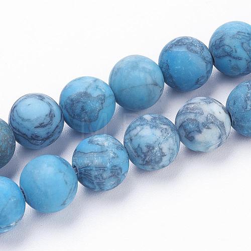 Dyed Natural Map Stone/Picasso Stone/Picasso Jasper Beads Strands G-F520-52-10mm-1