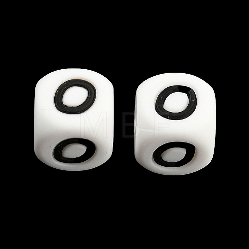 20Pcs White Cube Letter Silicone Beads 12x12x12mm Square Dice Alphabet Beads with 2mm Hole Spacer Loose Letter Beads for Bracelet Necklace Jewelry Making JX432O-1