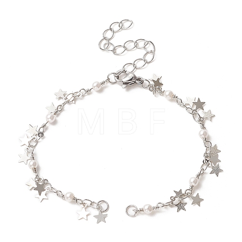 Brass Star Charms Chain Bracelet Making AJEW-JB01151-03-1