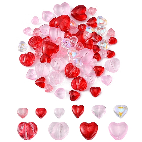 80Pcs 13 Style Transparent Spray Painted Glass Beads GLAA-FS0001-30-1