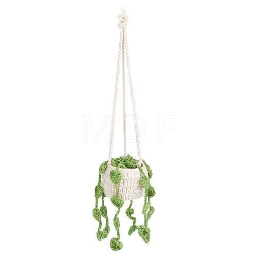 Woolen Yarn Crochet Plant Basket Hanging Decorations FIND-WH0152-161A-1