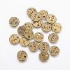 Flat Round Carved Word Luck Tibetan Style Alloy Message Charms LS-TIBEP-A123975-AB-FF-1