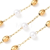 304 Stainless Steel Barrel Bead & ABS Plastic Pearl Round Bead Cable Chains CHS-G048-02G-1
