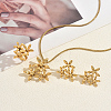 Flower Stainless Steel Stud Earrings & Pendant Necklaces & Rings Sets for Women PR9853-1