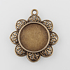 Vintage Flower Alloy Pendant Cabochon Settings PALLOY-N0088-71AB-NF-1