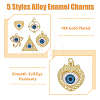 30Pcs 5 Styles Rack Plating Alloy Enamel Evil Eye Pendants FIND-DC0002-43-4
