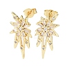 Star Brass Micro Pave Clear Cubic Zirconia Stud Earrings EJEW-D351-08G-2