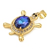 Tortoise Rack Plating Brass Micro Pave Cubic Zirconia Charms KK-G513-78A-01G-2