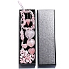 Natural Rose Quartz Dowsing Pendulum Cone Big Pendants & Heart Massage Stone & Bracelet & Pendant Decoration Sets PW-WG73208-01-3