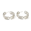 Brass Micro Pave Clear Cubic Zirconia Half Hoop Earrings EJEW-L234-031-2