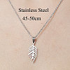 201 Stainless Steel Hollow Leaf Pendant Necklace NJEW-OY001-66-3