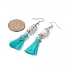 Synthetic Turquoise Skull Dangle Earrings EJEW-TA00235-02-3