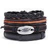 4Pcs Weave Imitation Leather Multi-strand Bracelets for Men WGB022D-23-1