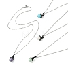 Natural & Synthetic Mixed Gemstone Witch Hat Pendant Necklace NJEW-JN04386-1